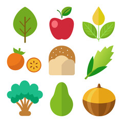 Natural food elements collections for business branding in white background