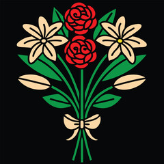 An elegant flower bouquet vector art design, perfect for wedding decorations, greeting cards, and other floral-themed projects. Features vibrant, graceful flowers and artistic arrangements.