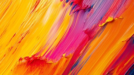 Vibrant abstract paint strokes, yellow red pink orange purple art, colorful arty design