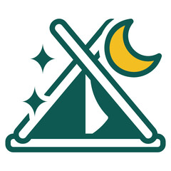 Tent green and yellow color style icon