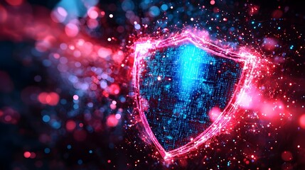 A blue and red shield with a glowing effect