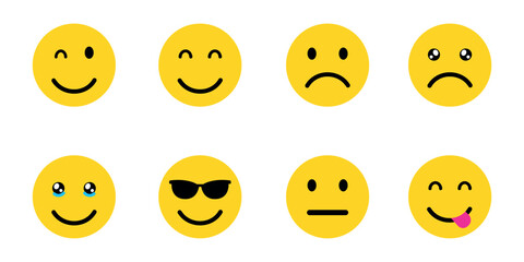 Set of smileys emojis vector icon set.