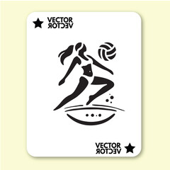 black design art of man or girl playing volly in style