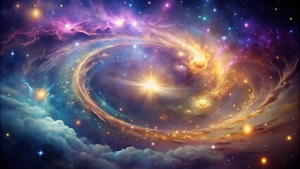 A Celestial Tapestry Swirling Nebulae, Radiant Stars, and Glowing Cosmic Dust in a Vibrant Universe