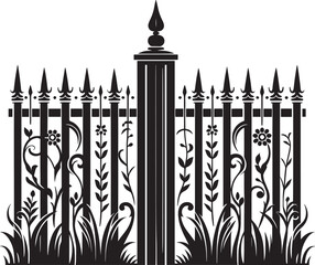 House Garden Fence silhouette vector illustration isolated on a white background