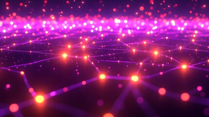 Fototapeta premium A purple background with a network of glowing dots