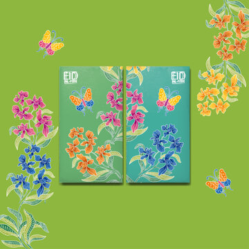 Hari Raya Aildilfitri Green Packet Design with Nyonya Batik Sarong.