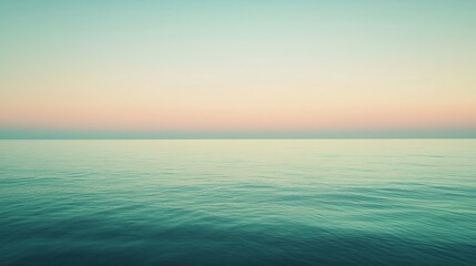 Fototapeta premium Tranquil sea horizon, pastel sunset colors, calming seascape view