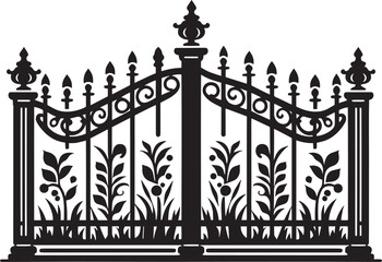House Garden Fence silhouette vector illustration isolated on a white background