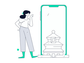 Holiday travel travel characters internet background vector hand drawn illustration
