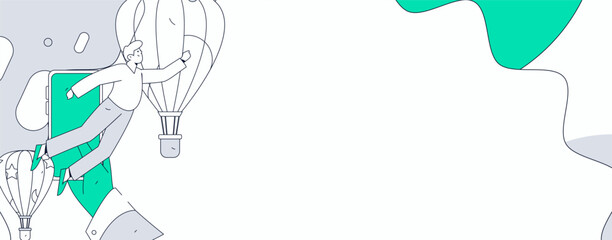 Holiday travel travel characters internet background vector hand drawn illustration
