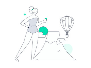 Holiday travel travel characters internet background vector hand drawn illustration
