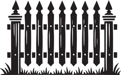 House Garden Fence silhouette vector illustration isolated on a white background