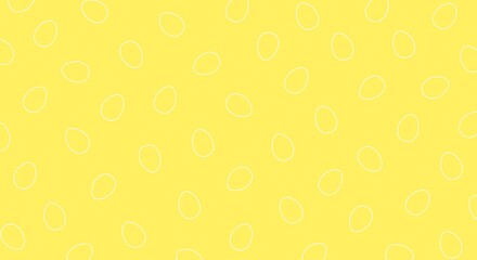 Diagonal seamless pattern with white egg outlines on yellow background. Easter design for wallpaper, textile, and greeting card