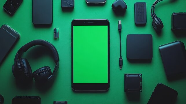 Everyday Essentials Selection, Minimalist Flat Lay of Essential Tech Items