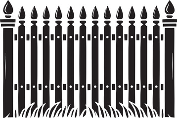 House Garden Fence silhouette vector illustration isolated on a white background
