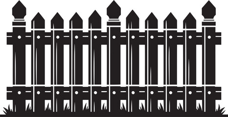 House Garden Fence silhouette vector illustration isolated on a white background