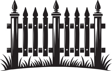 House Garden Fence silhouette vector illustration isolated on a white background