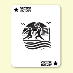 black design art of man or girl playing volly in style