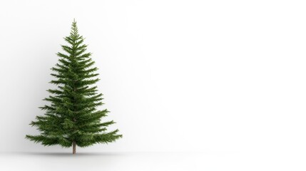 Fototapeta premium A solitary evergreen tree against a minimalist background.