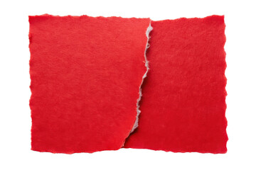 Red Torn Paper Sheet Isolated on Transparent Background