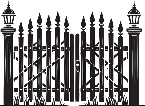 recommend clip art: House Garden Fence silhouette vector illustration isolated on a white background