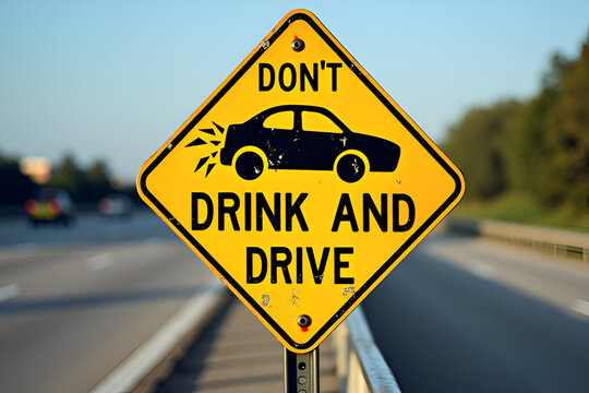 Don't Drink and Drive" Warning Sign on a Highway Roadside