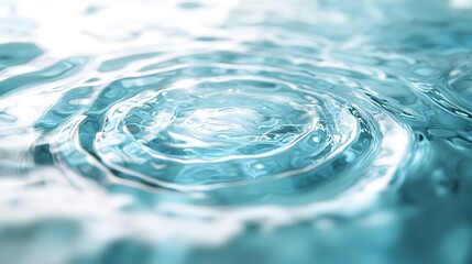 Blue mint water surface with delicate rings and waves