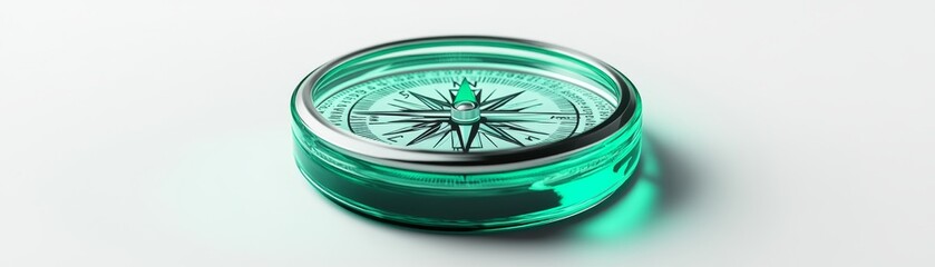 Vibrant green compass icon on flat white background digital design element minimalist style