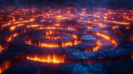 Mystical labyrinth of contracts fiery environment digital art conceptual design