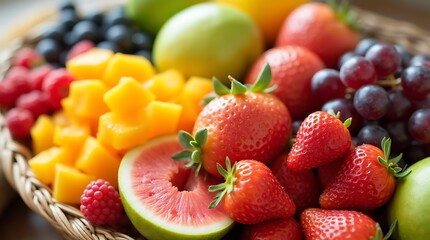 Vibrant array of fresh fruits, perfect for healthy eating, Generative AI