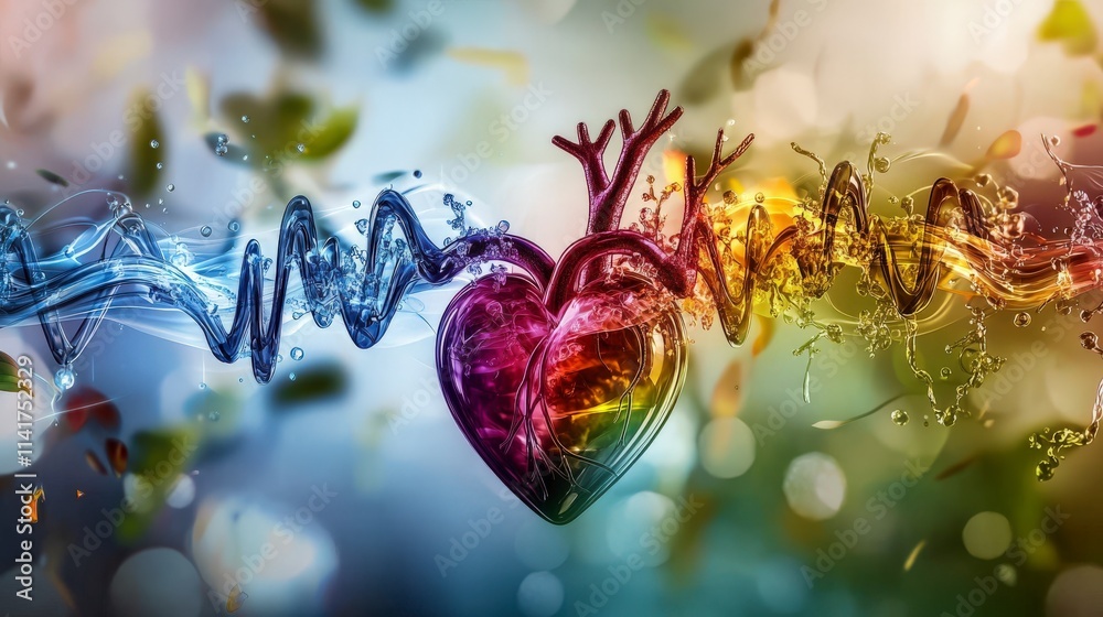 Poster vibrant colorful heartbeat display abstract art digital artwork creative environment close-up view e