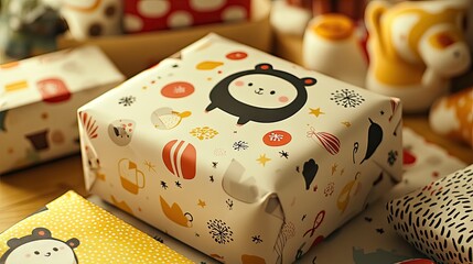 Colorful Gift Wrap with Cute Animal Patterns for Holiday Celebrations