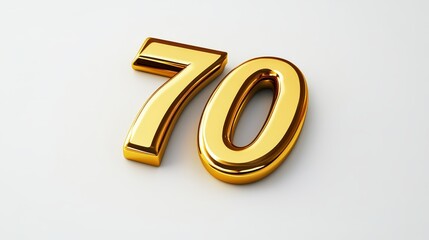Golden Number 70 Design, Shiny Metallic Figure, Elegant 70 Art, Bold Golden Digits, Stunning Number 70 Image