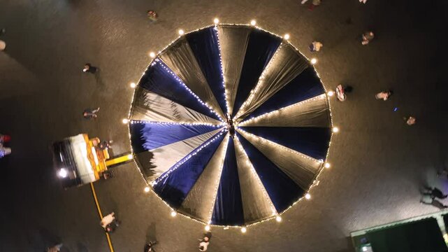 The carousel of Piazza Navona, icon of Christmas and Epiphany in Rome, Italy.
Aerial view of the stalls and the carousel of Piazza Navona set up for Christmas 2024.