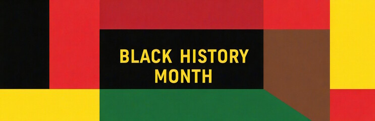 Obraz premium Minimalist geometric Black History Month background in red, green, yellow, and black, Black History Month concept