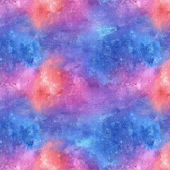 Fototapeta premium A vibrant abstract watercolor texture in shades of pink, blue, and orange, creating a dreamy and artistic atmosphere.