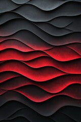 A dark background with red and black wave textures. 