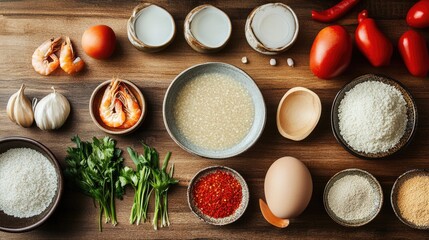 Fresh Cooking Ingredients for Delicious Asian Seafood Dish Preparation