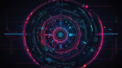 Abstract Futuristic Circular Technology Design