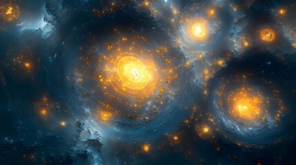 A galaxy of stars with a yellow center