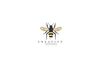 Bee, wasp icon vector, filled flat black vector design white background 