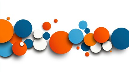 A vibrant arrangement of colorful circles, featuring blue, orange, and white hues, creating a lively and modern design against a clean background.