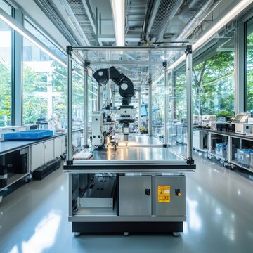 Innovative robotics research advanced green laboratory technology hub eco-friendly environment modern viewpoint sustainable practices