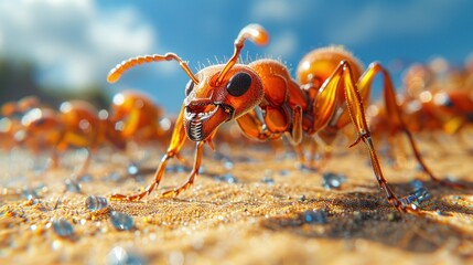 A Close Up Of A Red Ant