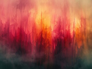 Naklejka premium Abstract Painting with Red and Orange Hues