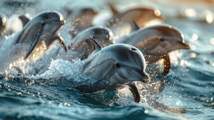 Obraz premium Dolphins Jumping out of the Water