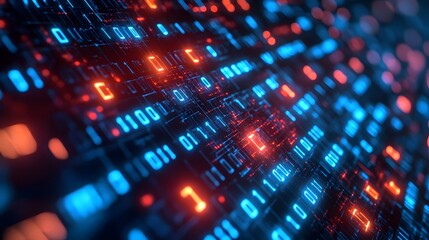 A computer screen with a blue and red background and a row of red