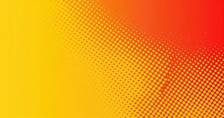 A vibrant gradient background transitioning from yellow to red with dotted patterns.