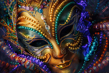 Obraz premium Beautiful greeting card with bright holiday composition for happy celebrate mardi gras